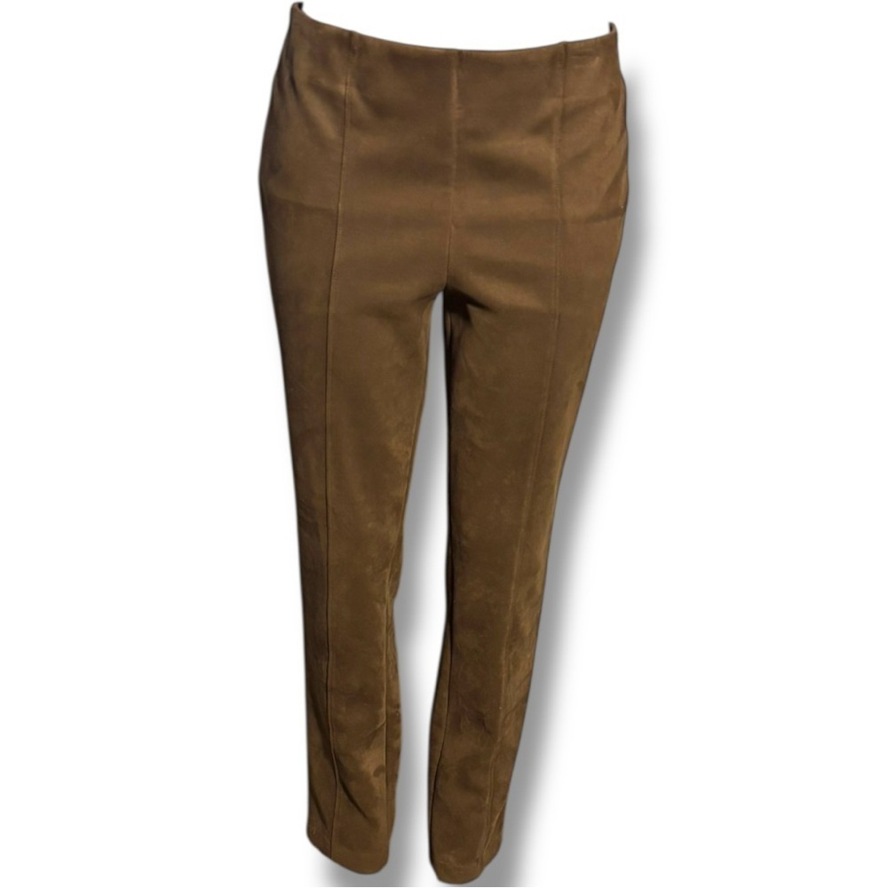 Rafaella Chic Tan Women's Straight Leg Cropped Faux Suede No Closure Pants - Picture 2 of 16